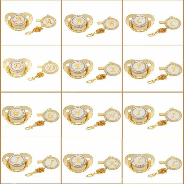 

pacifiers# initial letter baby pacifier clips gold bling bpa 26 letters name silicone infant nipple born dummy soothe babies