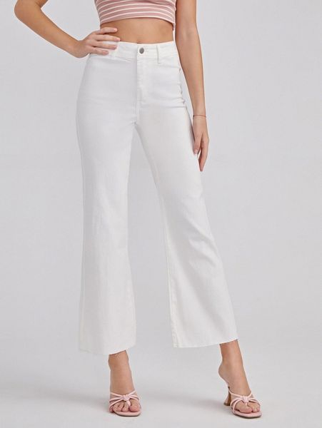 

high waist solid jeans r3sb#, Blue