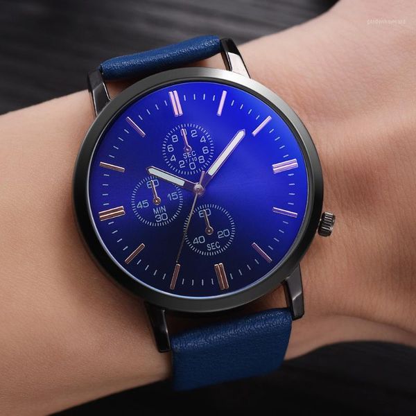 

wristwatches 2021 relogio masculino watches men's unobtrusive business simple fashion fake three eyes dial personality watch reloj homb, Slivery;brown
