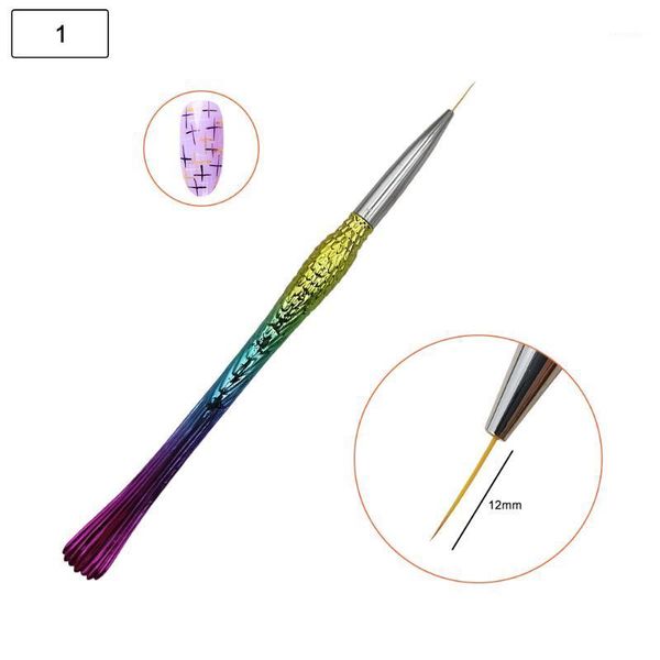 

nail art matel mermaid wood handle liner painting brush flower lines grid stripe french design drawing pen manicure tool1, Yellow