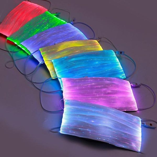 

party masks 7 colors led fiber optic glow in the dark halloween christmas face with filter