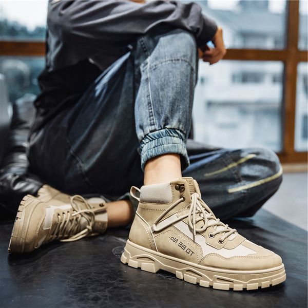 

high martin boots men's shoes winter 2021 new trend british casual work, Black