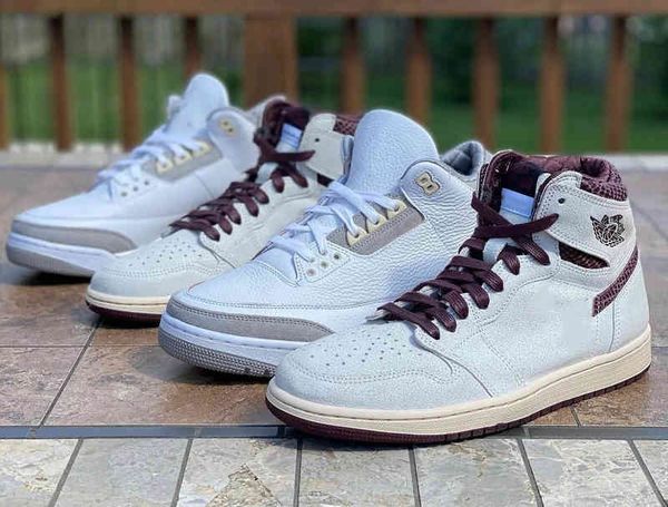 

shoes a ma maniere x jumpman 1 high og basketball 1s sail burgundy suede ma