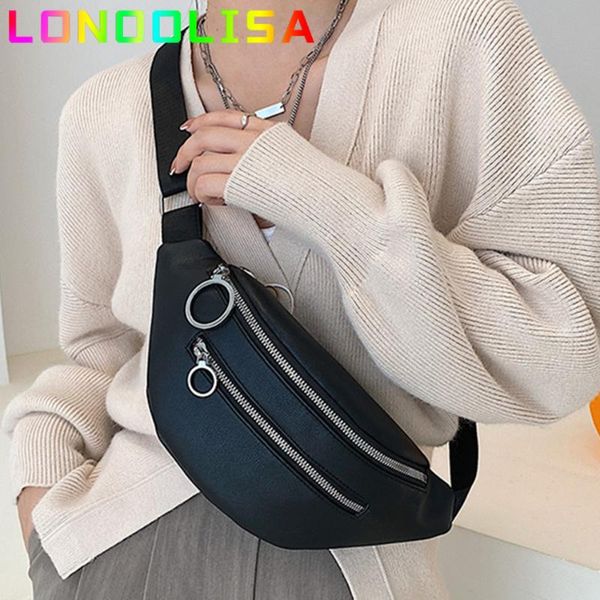

waist bags fashion women bag fanny pack female shoulder crossbody chest banana pu leather ladies sling belt sac phone bolsa