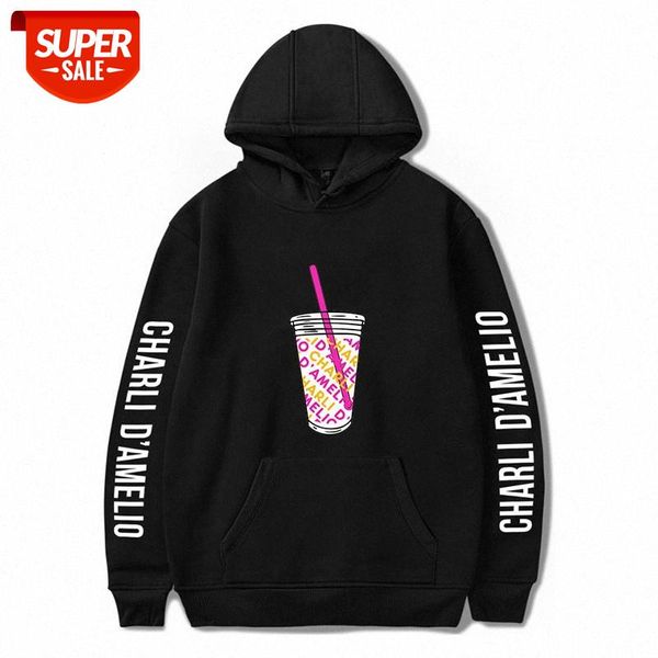 

charli d'amelio letter fashion hooded sweater set for men and women #il7e, Black