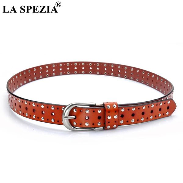 

belts women waist rivet genuine cow leather belt jeans female brown fashion real brand ladies pin buckle, Black;brown
