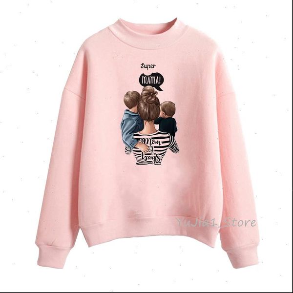 

vogue super womens sweatshirts mom hoodie kawaii graphic sudadera mujer mama hoody sweat femme winter pink clothes streetwear, Black