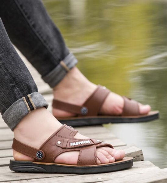

2021 summer trendy men's sandals personalized non-slip casual beach shoes, Black