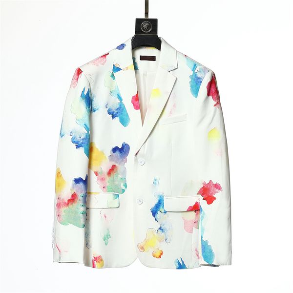 

british style self-cultivation color painting suit men's jacket leisure business fashion long sleeve wear., White;black