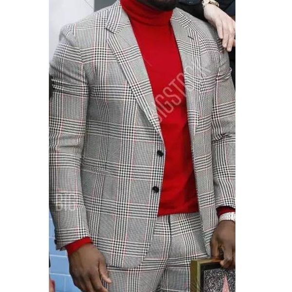 

men's suits & blazers plaid for mens checkered fashion clothes 2021 2 piece wedding tuxedos groomsmen male jacket with pants costumes d, White;black