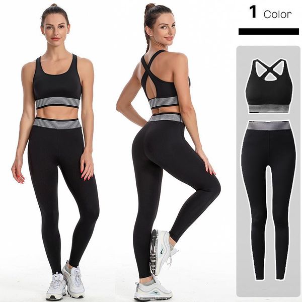 

yoga wear two-piece women's hollow-out beauty back workout underwear high waist hip lift trousers suit women outfit