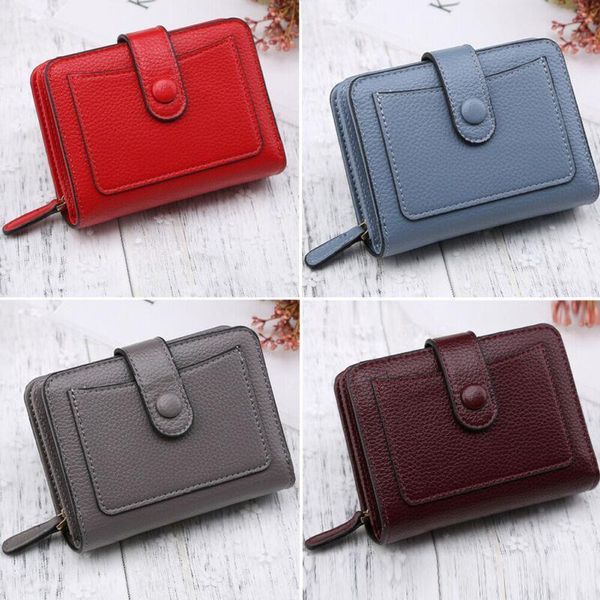 

women wallets brand red black small mini coin purse hasp card holder lady wallet zipper female leather buckle