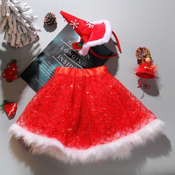 

europe and the united states selling christmas skirts, headdresses, tutu children's santa holiday performances, pogra skirts, Blue