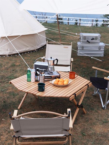 

camp furniture beech wood folding picnic camping table portable adjustable height roll up suitable for outdoor and indoor