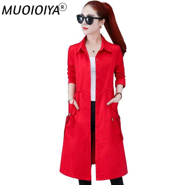 

women's trench coats 2021 temperament women spring and autumn coat elegant loose plus size lady fashion slim long windbreaker ok904, Tan;black