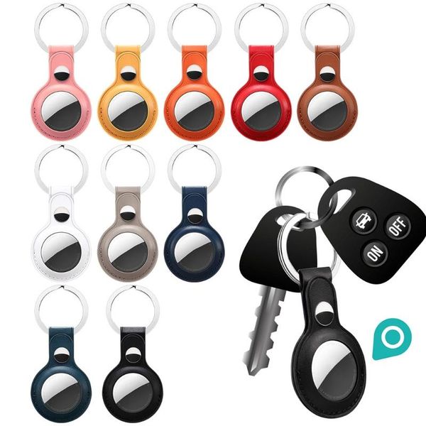 

for apple airtags case leather keychain protective airtag tracker locator device anti-lost air tag llavero cords, slings and webbing