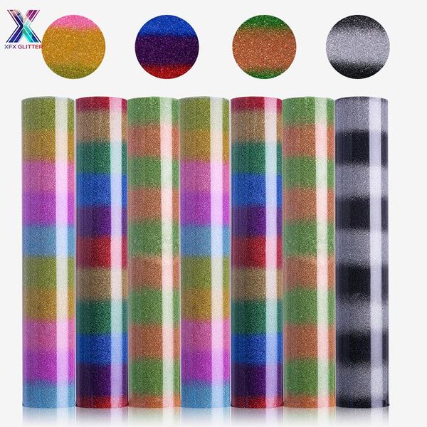 

window stickers xfx htv 50x150cm rainbow glitter heat transfer iron-on garment clothing for diy t-shirt
