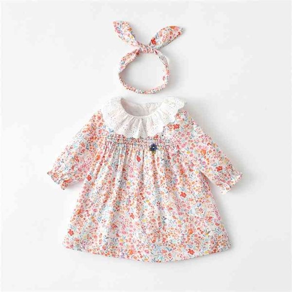 Meninas, vestido, outono, bonito, rosa, menina floral, laço, gola, longo, toddler, es 210702