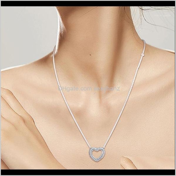 

chains necklaces & pendants jewelry925 sterling sier jewelry pave snake chain pattern heart collier necklace for women gift autumn n1291 dro, Silver