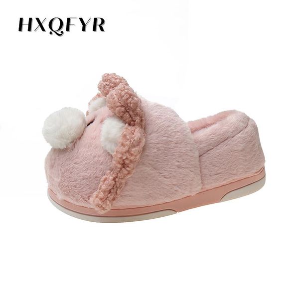 

slippers 2021 winter cotton for hom home indoor warm shoes womens cute plus plush furry, Black