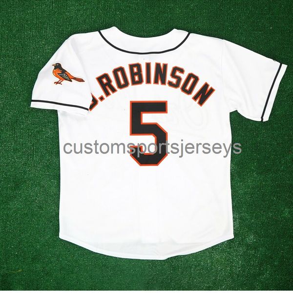 Homens homens jovens bordados brooks robinson home white jersey com patch de equipe todos os tamanhos