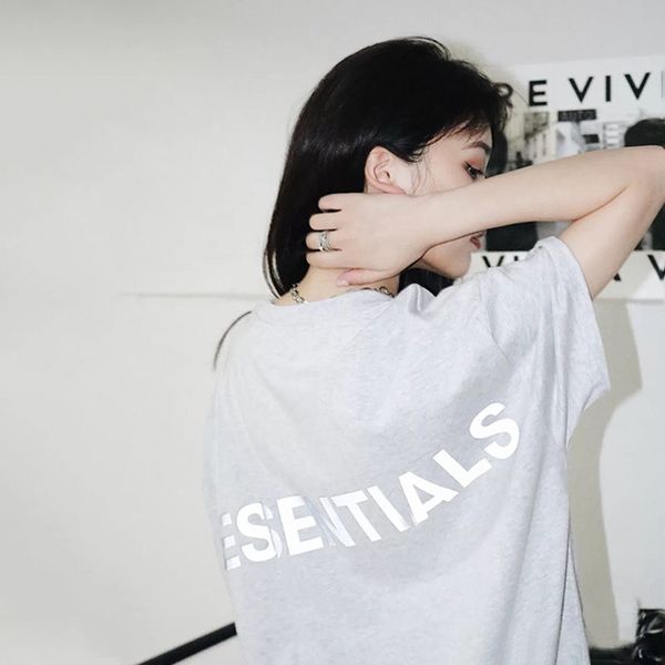 

Men's and Women's Designer EL Flashing t shirt Summer Fear Of God Essentials Tee Skateboard Casual T-Shirt, White;black
