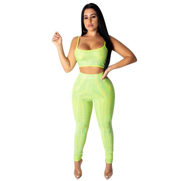 

green solid strap strapless crop with pants leggings sequin fashion piece of women suits plus size women's two, White