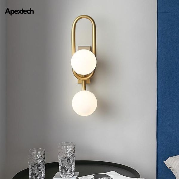 

wall lamp art deco bedside nordic modern iron glass bedroom night light living room sofa