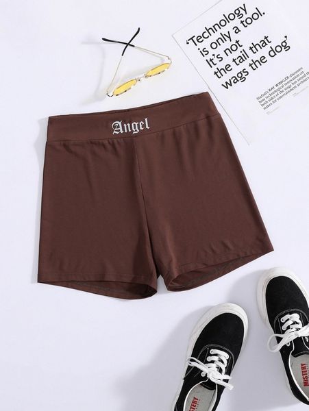 

letter graphic biker shorts q7wx#, Black