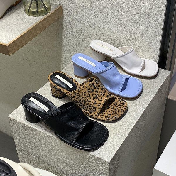 

slippers 2021 women's summer design square tap peep toe shoes round head wear sandals party, Black