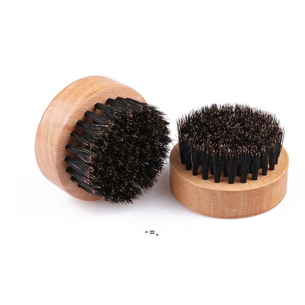 Newnew Bristle Beard Brush Round Wooden Handle Handle Homens Barbas Pente Face Massagem Care Tools Boar Bristle Modach Brushes RRB12181