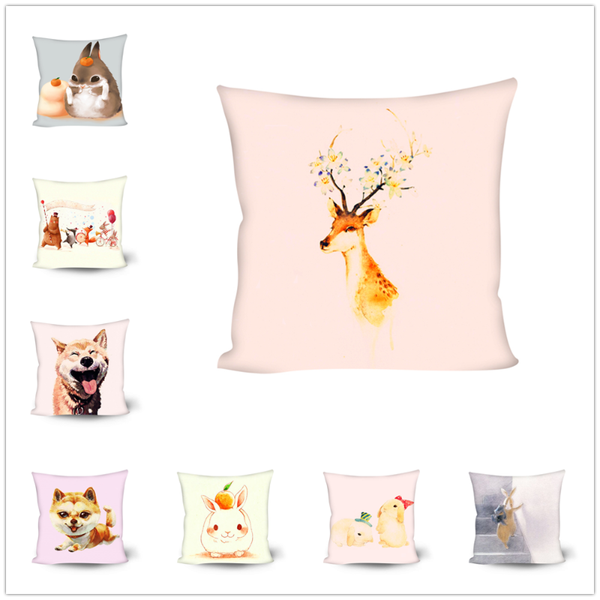 

cushion/decorative pillow cartoon deer single side printed pillowcase letter gray polyester home sofa covers for cushions cover