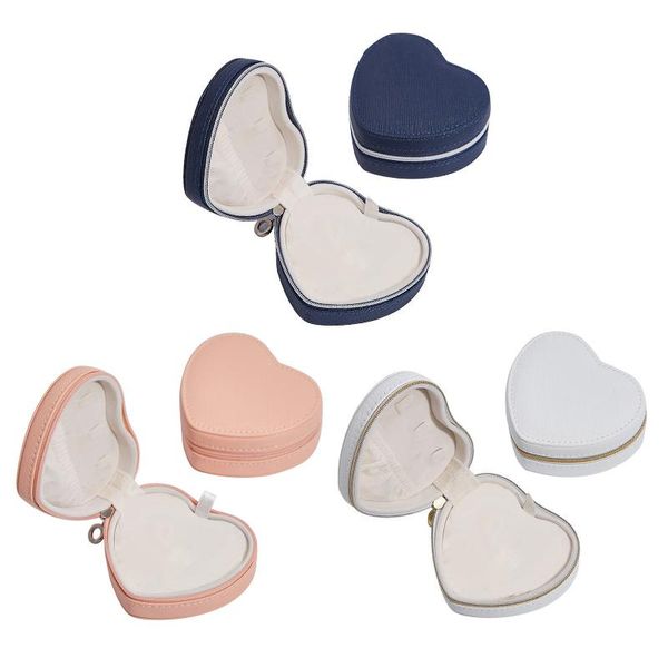 

storage bags pu heart shaped jewelry box portable shape leather jewellery organizer case travel ring necklace bracelet handsome