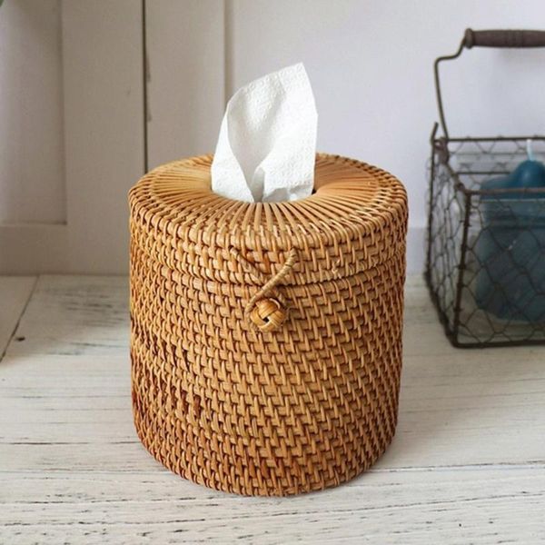 

tissue boxes & napkins round rattan box vine roll holder toilet paper cover dispenser for home 53cb