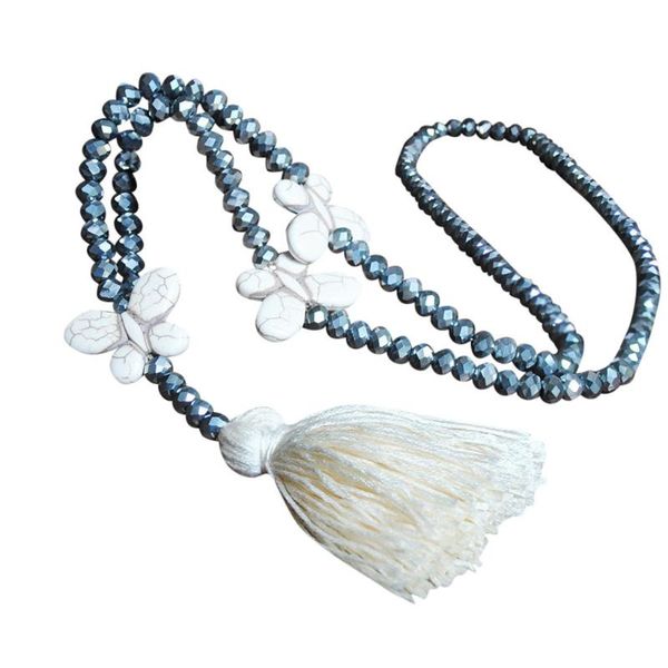 

pendant necklaces women's taser crystal bead necklace bohemian chain jewelry accessory tassel design gem butterfly women, Silver