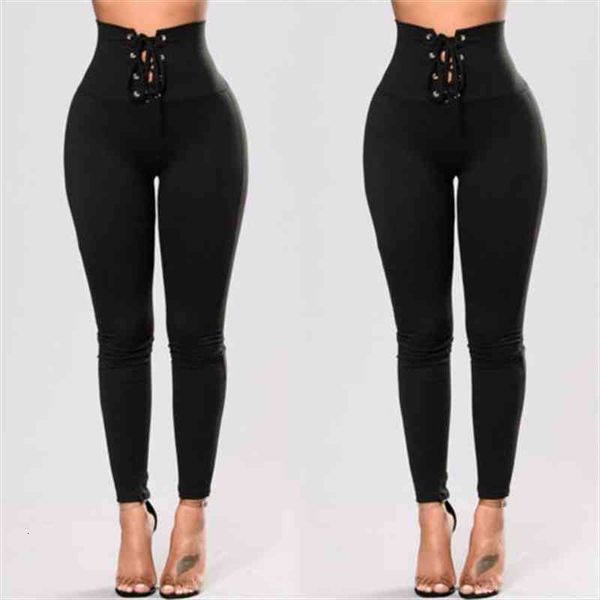 

fashion high waist lace women legging up bandage fitness stretch trousers, Black