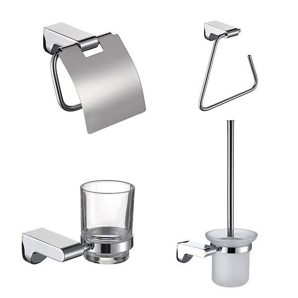 

bathroom accessories set chrome paper holder robe hook triangle towel ring rack shelf soap dispenser bath accessory