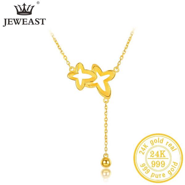 

chains jlzb 24k pure gold necklace real au 999 solid chain beautiful upscale trendy classic party fine jewelry sell 2021, Silver