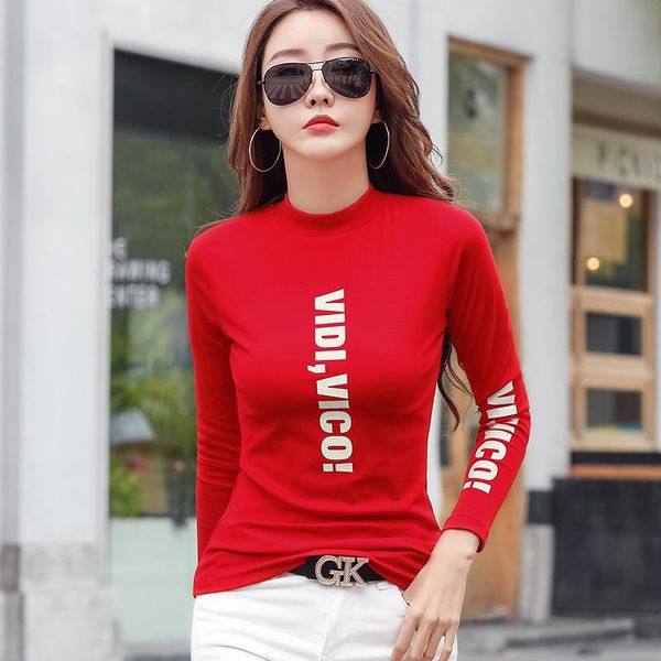 

women's t-shirt bethquenoy long sleeve spring tshirts woman letter cotton plus size t shirt women clothes femme camisetas mujer 2021, White