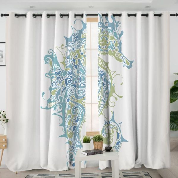 

curtain & drapes 3d window curtains cortinas de dormitorio sea horse print animals room home decor rideau fenetre cotinas salon