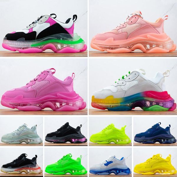 

2021 triple s womens mens designer shoes platform casual sneakers crystal bottoms vintage paris 17fw triples flat clear sole loafers luxury