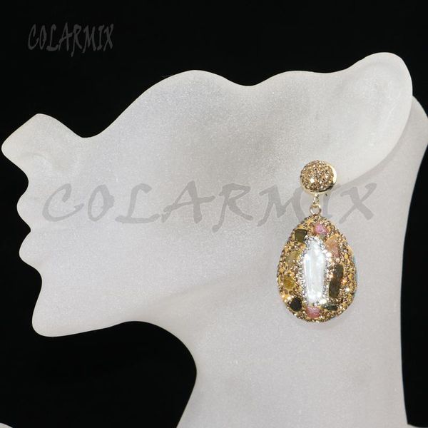 

dangle & chandelier 6 pairs multi color stone earring drop shape gold rhinestone earrings jewelry gift for lady 8036, Silver
