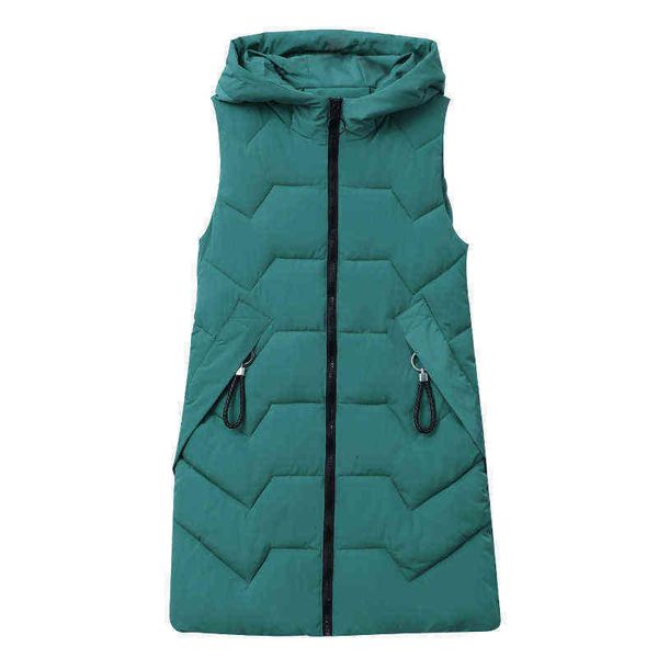 

2021 medium and long down cotton vest for women in autumn winter, Black;white