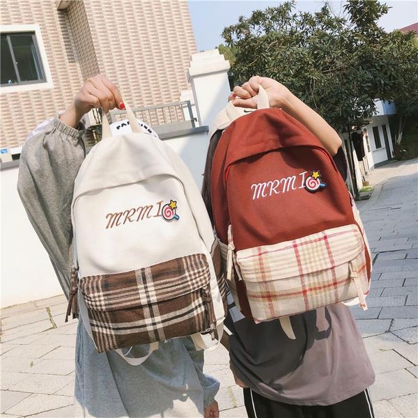 

backpack college style small fresh lattice mori department student schoolbag sweet and cute girls all-match travel