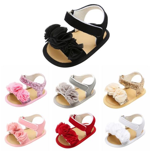 

baby flower fashion soft-soled non-slip toddler shoes sandals, Black;red