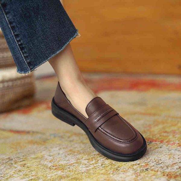 

dress shoes qutaa round toe basic spring autumn casual ladies pumps soft cow leather square heel slip on women size 34-39 u4lw, Black