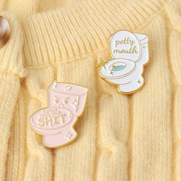 

european toilet model cowboy brooches alloy paint anti light buckle badge women clothes backpack hap pins jewelry accessories wholesale, Gray