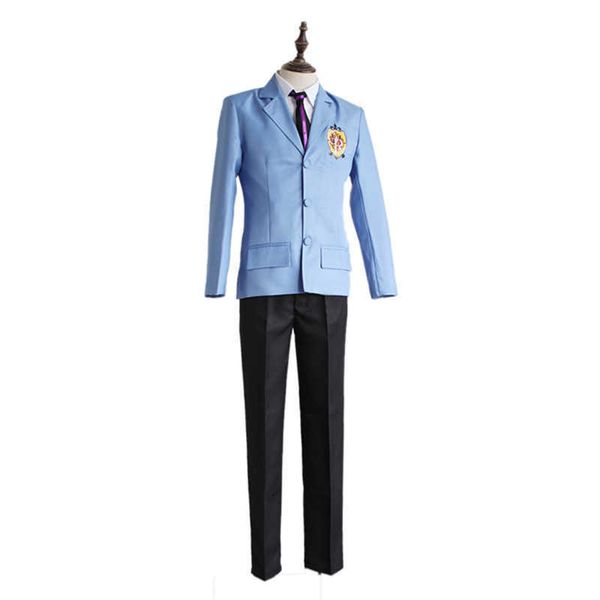 Ouran High School Host Club Cosplay Uniform Mädchen Junge Haruhi Kyoya Hikaru Takashi Kostüm Blauer Anzug Y0913