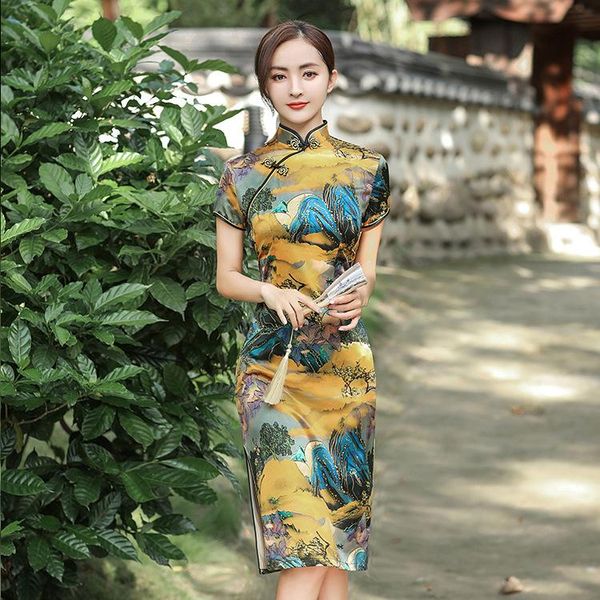 

ethnic clothing slim qipao chinese traditional retro elegant cheongsam vintage dress, Red