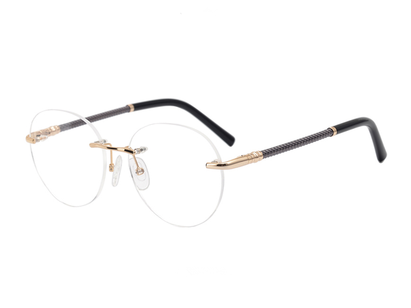 

round frame rimless pure titanium myopia eyeglasses clear lens silver gold retro optical eyewear women men fashion sungl, Black